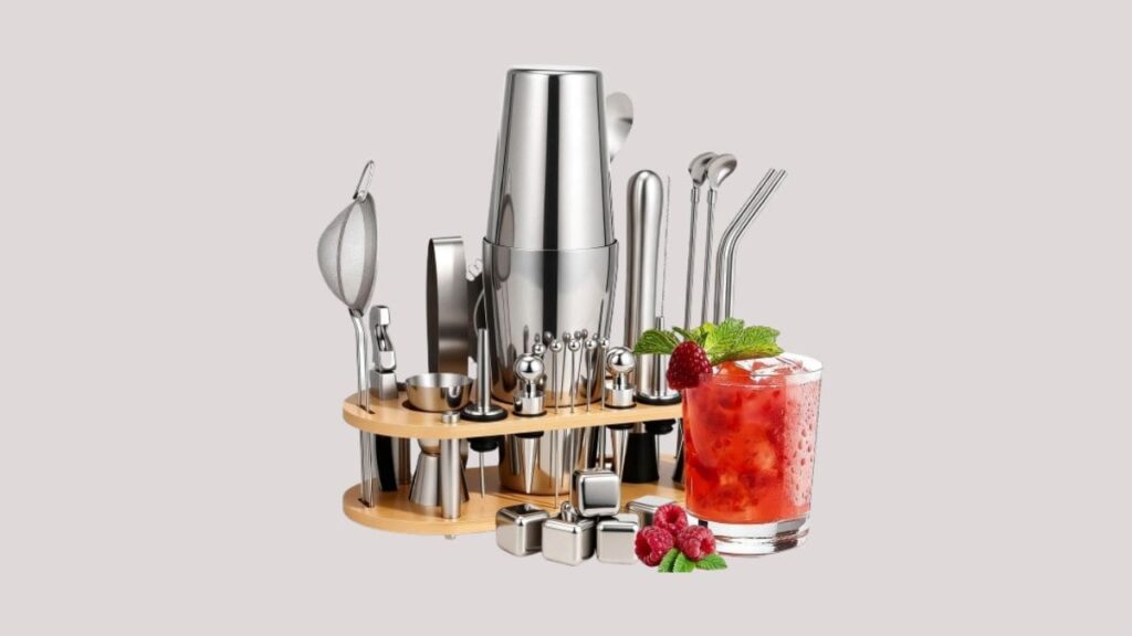 Kit coctelería 29 piezas Hisemy acero inoxidable pulido espejo con soporte organizador y recetario bar en casa Amazon México